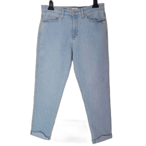 Levi's Signature Boyfriend Striped Heritage Cuffed Jeans - Picture 1 of 5